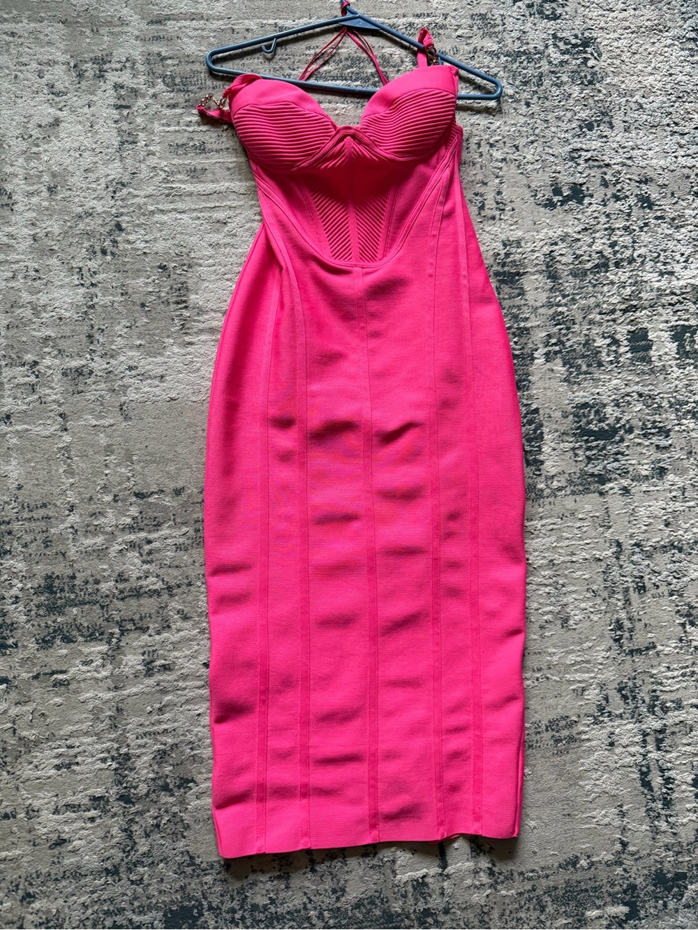 Fashion Nova Hot Pink Bustier Midi Dress